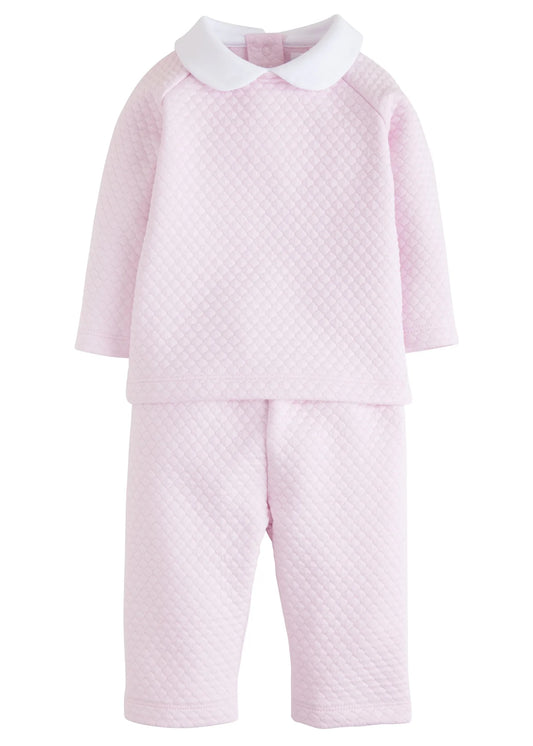 Little English Quilted Pant Set for Baby Girl - Light Pink