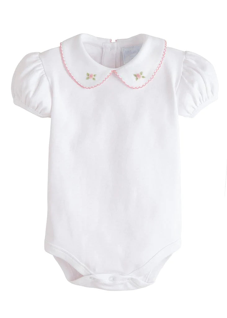 Little English Pinpoint Baby Onesie - Rose