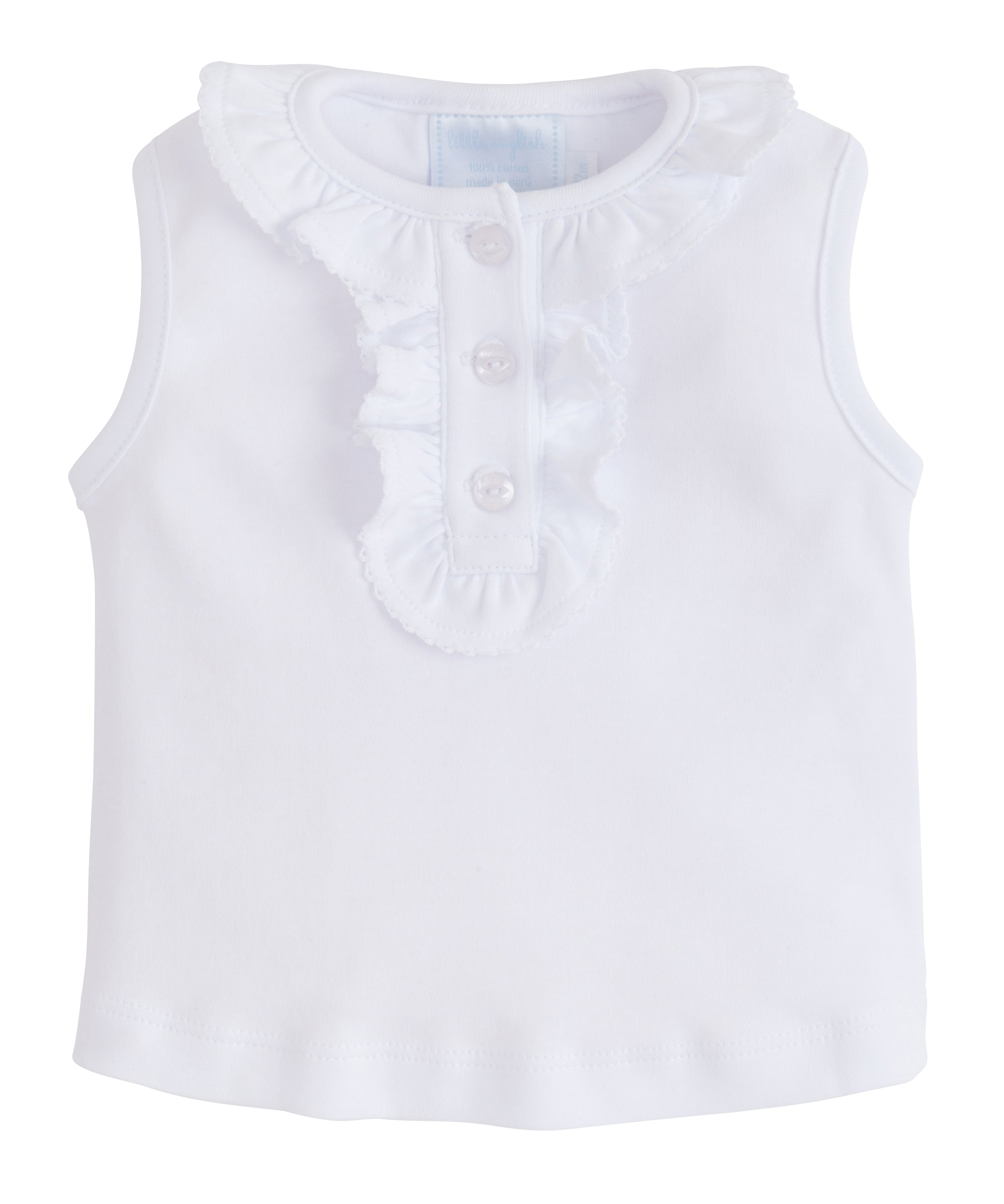 Little English Ruffled Henley - White