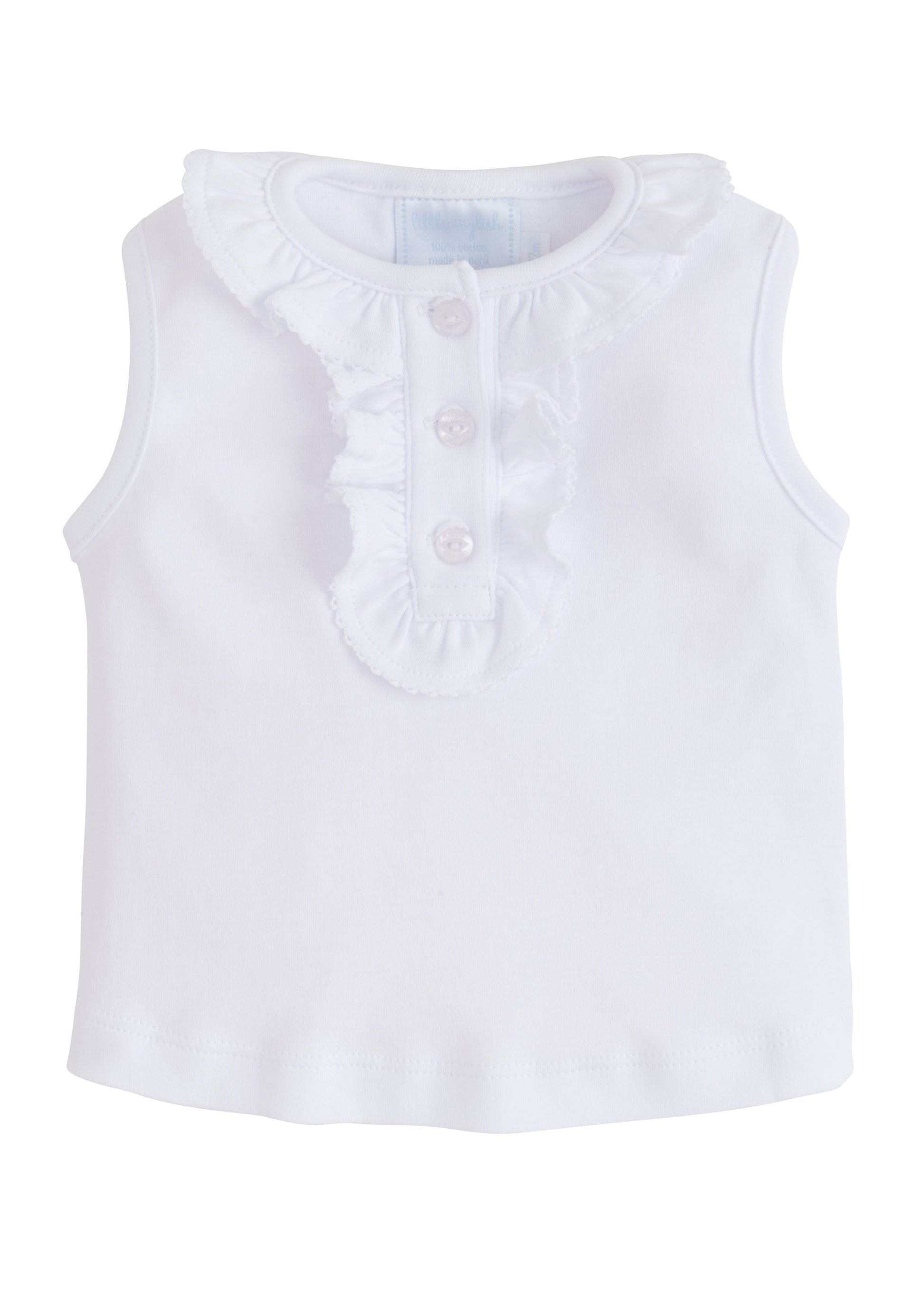 Little English Ruffled Henley - White