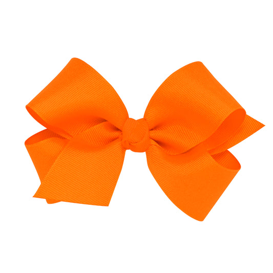 Medium Grosgrain Hair Bow with Center Knot - Orange