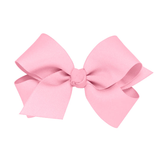 Medium Grosgrain Hair Bow with Center Knot - Pearl Pink