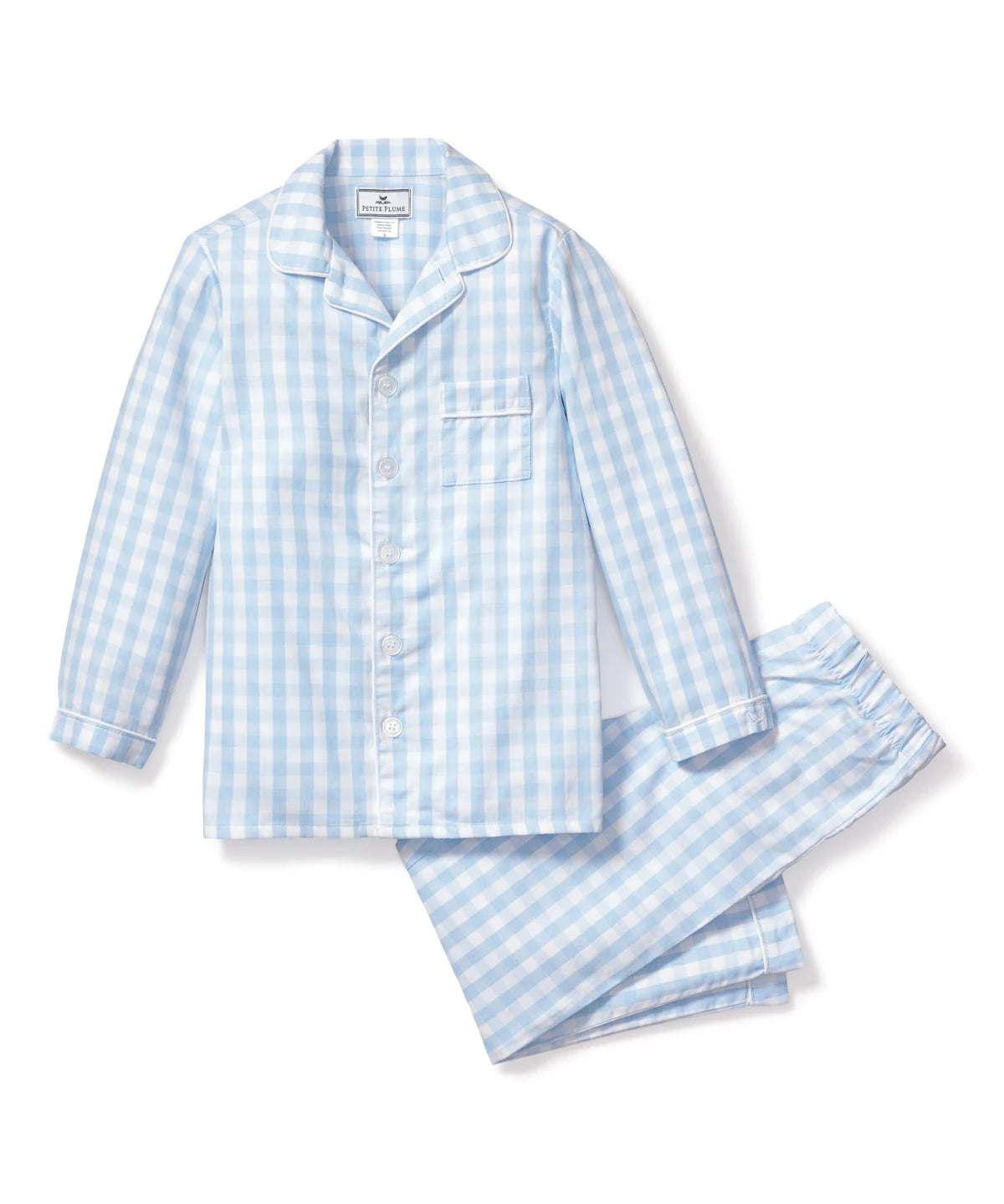 Petite Plume Light Blue Gingham Pajama Set