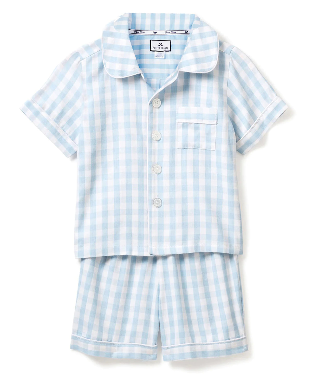 Petite Plume Children's Light Blue Gingham Short Set