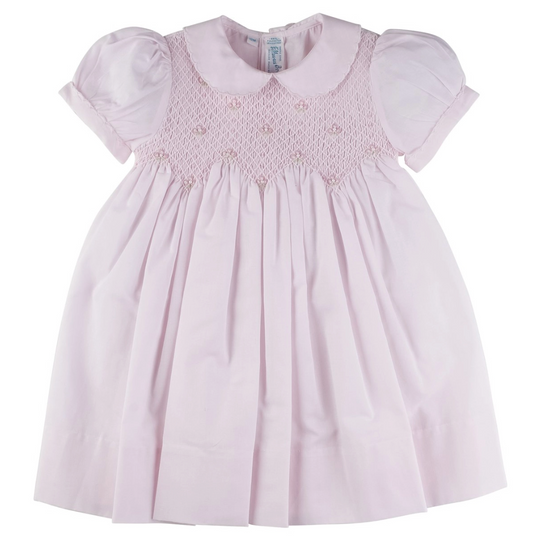 Scalloped Pearl Smocked Dress by Feltman Brothers