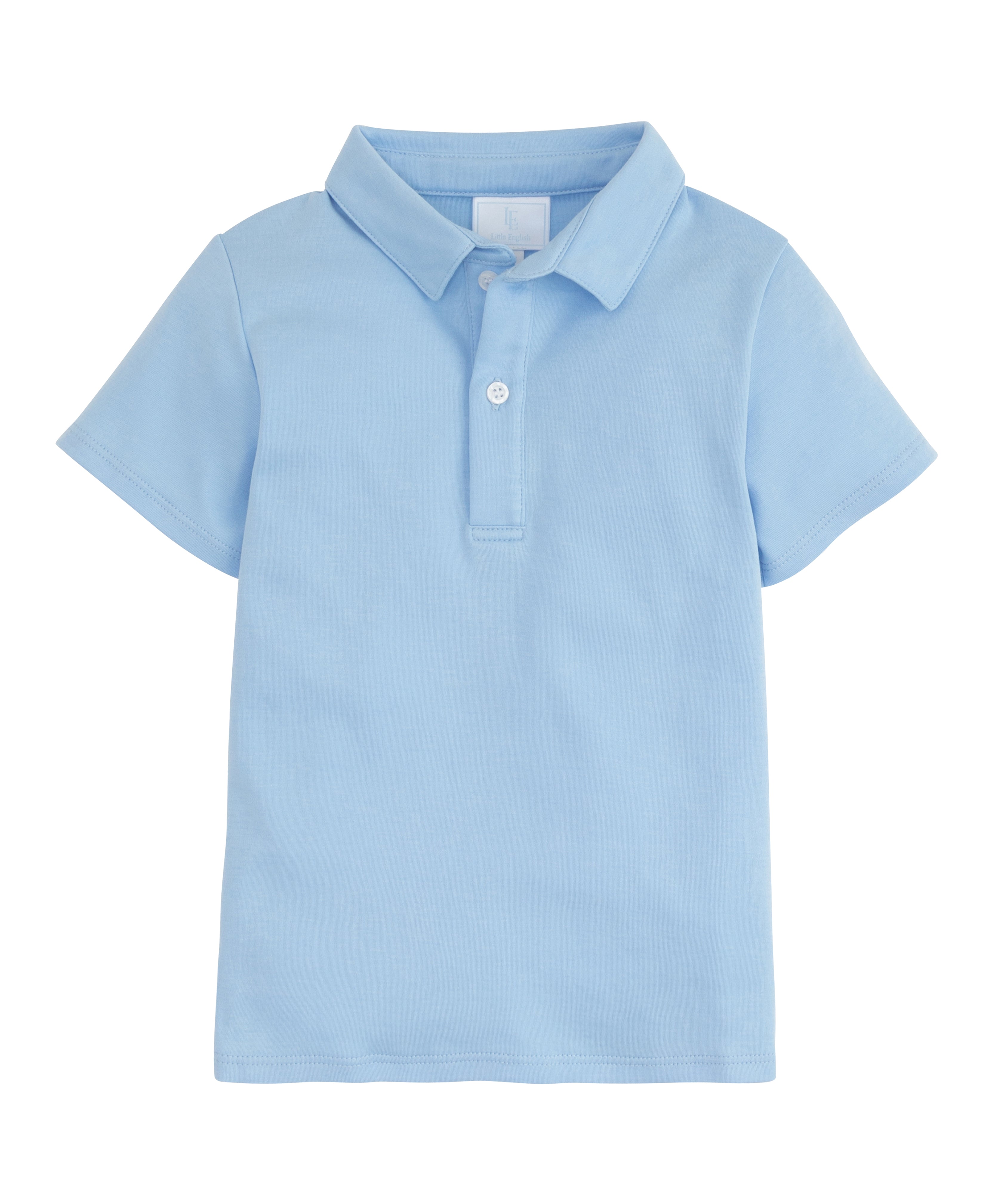 Little English Short Sleeve Solid Polo - Light Blue