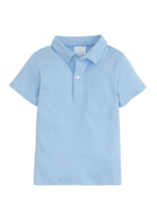 Little English Short Sleeve Solid Polo - Light Blue