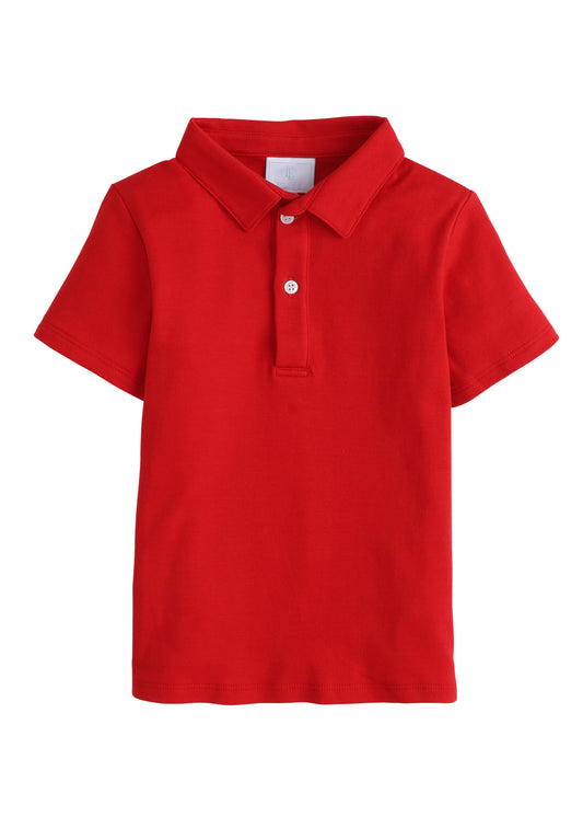 Little English Short Sleeve Solid Polo - Red