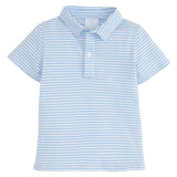 Little English Short Sleeve Striped Polo - Light Blue
