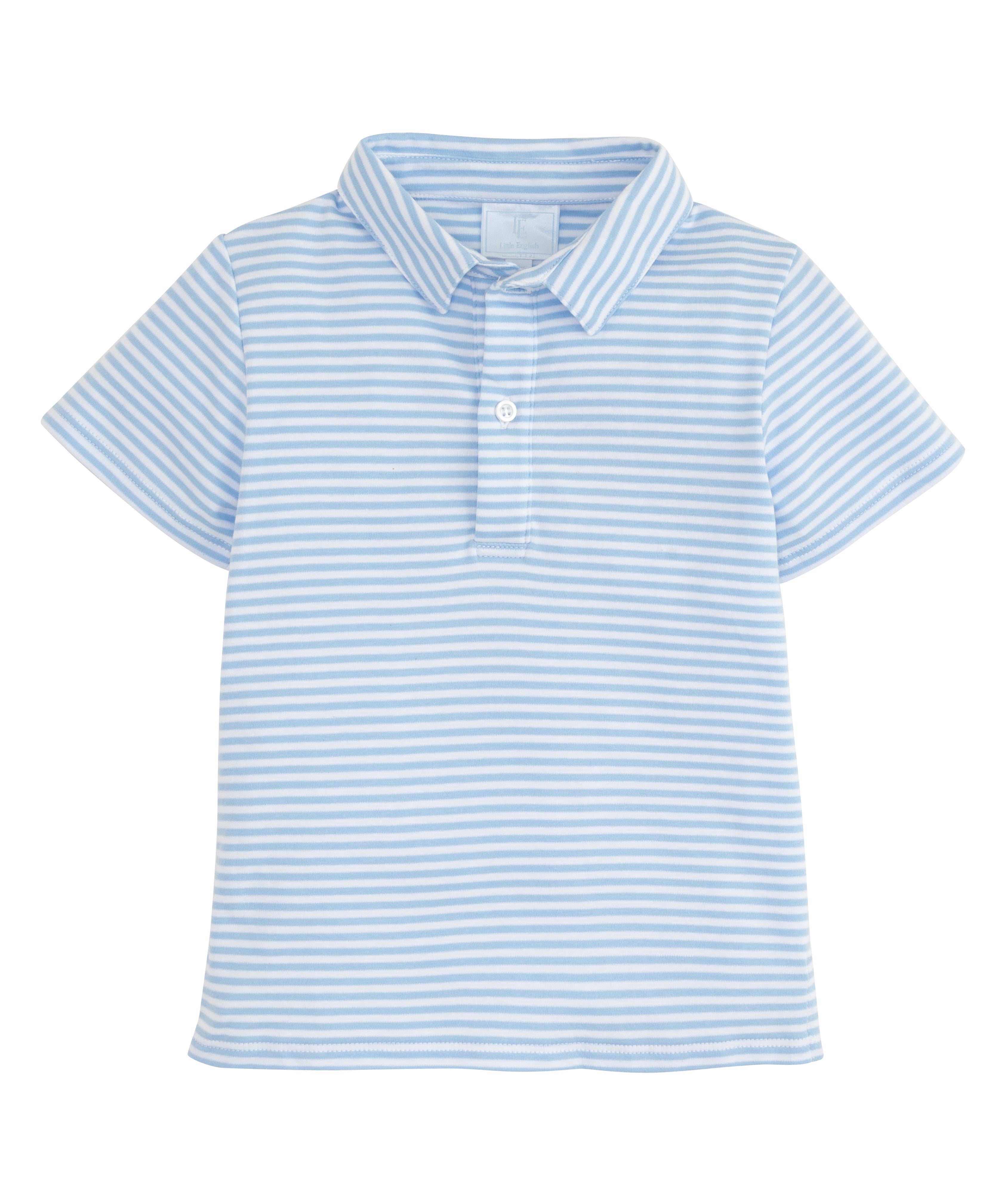 Little English Short Sleeve Striped Polo - Light Blue