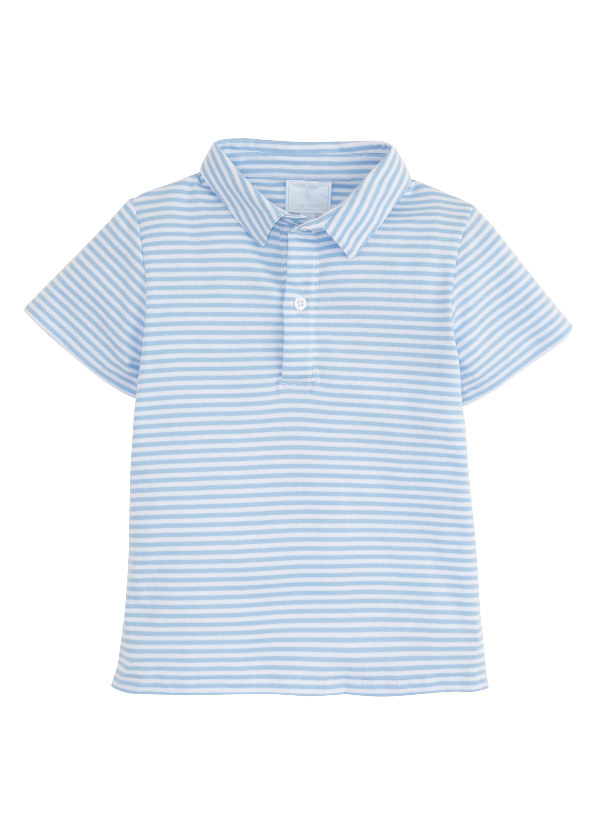Little English Short Sleeve Striped Polo - Light Blue