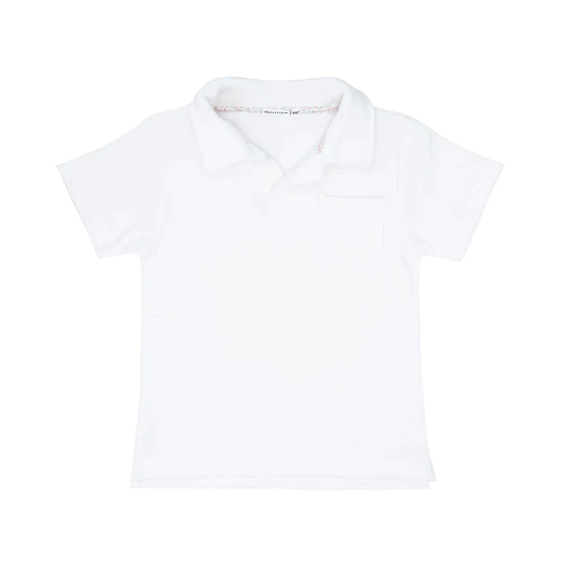 Boys White French Terry Polo Shirt