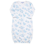 Nellapima Teddy Bear Toile Baby Gown - Blue 
