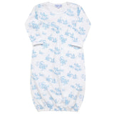 Nellapima Teddy Bear Toile Baby Gown - Blue 