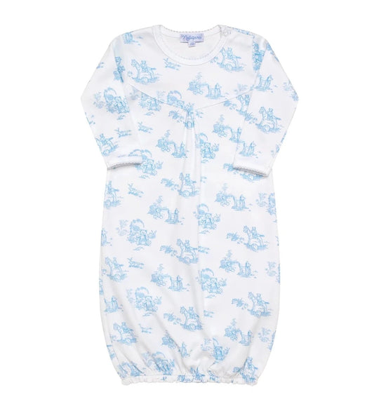 Nellapima Teddy Bear Toile Baby Gown - Blue 
