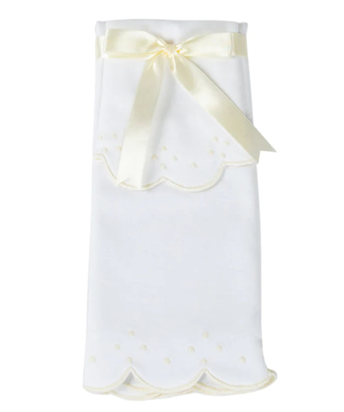 The Proper Peony Scalloped Bib and Burp Set - Ecru