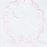 The Proper Peony Scalloped Bib and Burp Set - Pink