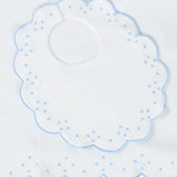 Scalloped Bib and Burp Set - Blue