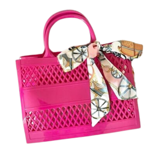 Jelly Beach Tote Scarf Bow - Hot Pink