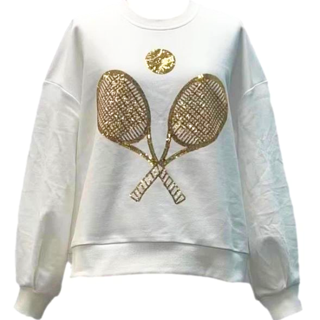 Queen of Sparkles Kids Gold Tennis Sweatshirt
