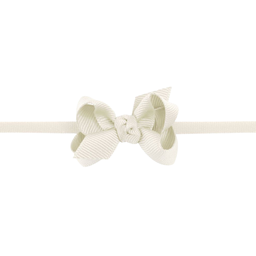 Beyond Creations Baby Grosgrain Bow Headband - Antique White