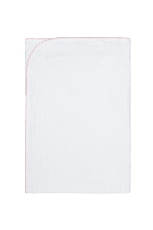 Nellapima White Bubble Baby Blanket - Pink Picot Trim