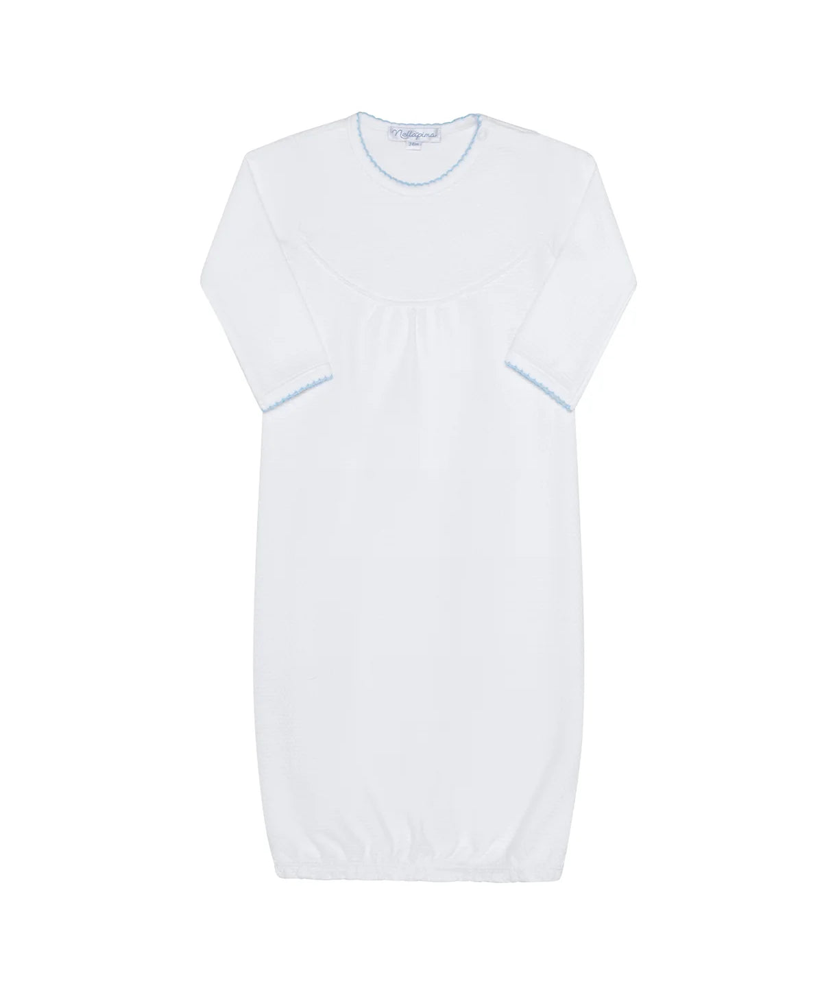 Nellapima Bubble Baby Gown - Blue Picot Trim