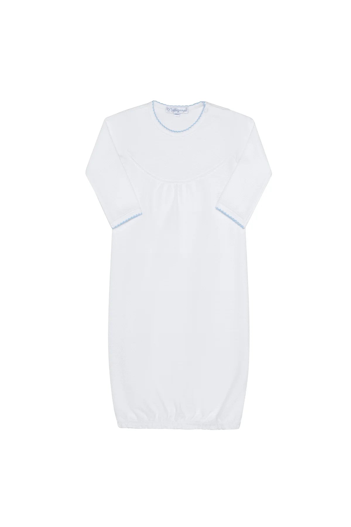 Nellapima Bubble Baby Gown - Blue Picot Trim