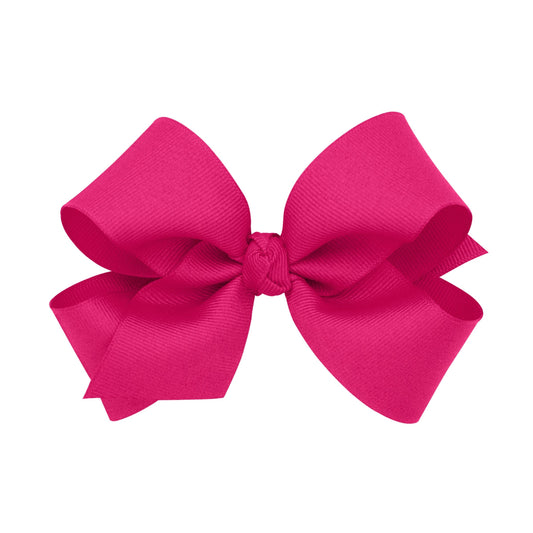 Medium Grosgrain Hair Bow with Center Knot - Shocking Pink