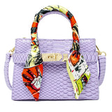 Patent  "Crocodile" Buckle Bag with Scarf - Lavender Kids Purse