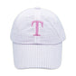 Customizable Baseball Hat in Seersucker Pink (Baby)