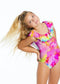 Stella Cove Pink Tie Die Ruffle Kids Bathing Suit