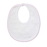 Basket Weave Baby Bib made by Nellapima with pink trim