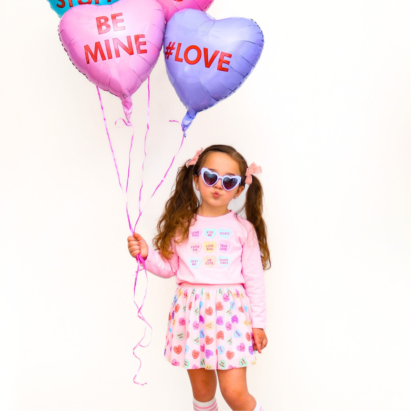 Candy Hearts Valentine's Day Long Sleeve Shirt - Pink