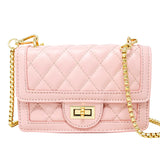 Classic Quilted Large Flap Handbag - Pink