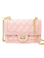 Classic Quilted Large Flap Handbag - Pink