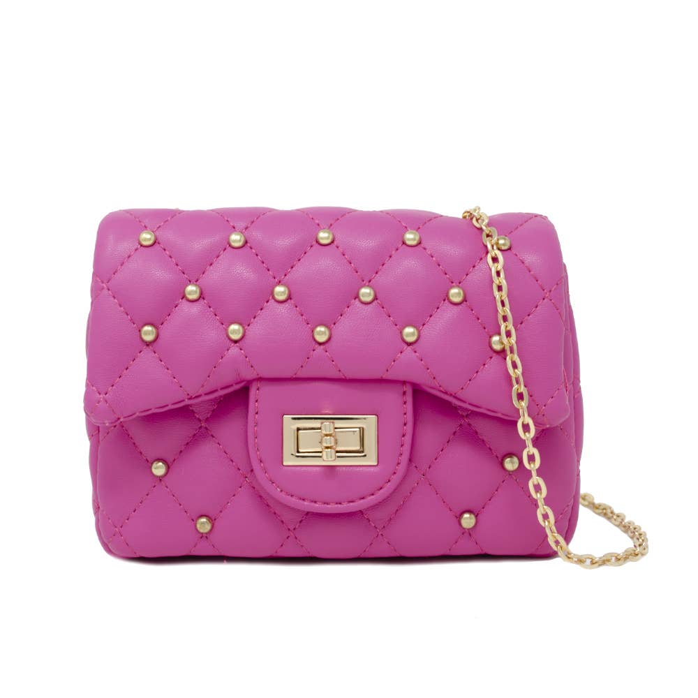 Hot Pink Classic Quilted Stud Mini Bag