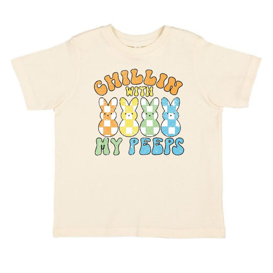 Sweet Wink Chillin With My Peeps Easter Short Sleeve T-Shirt - Natural