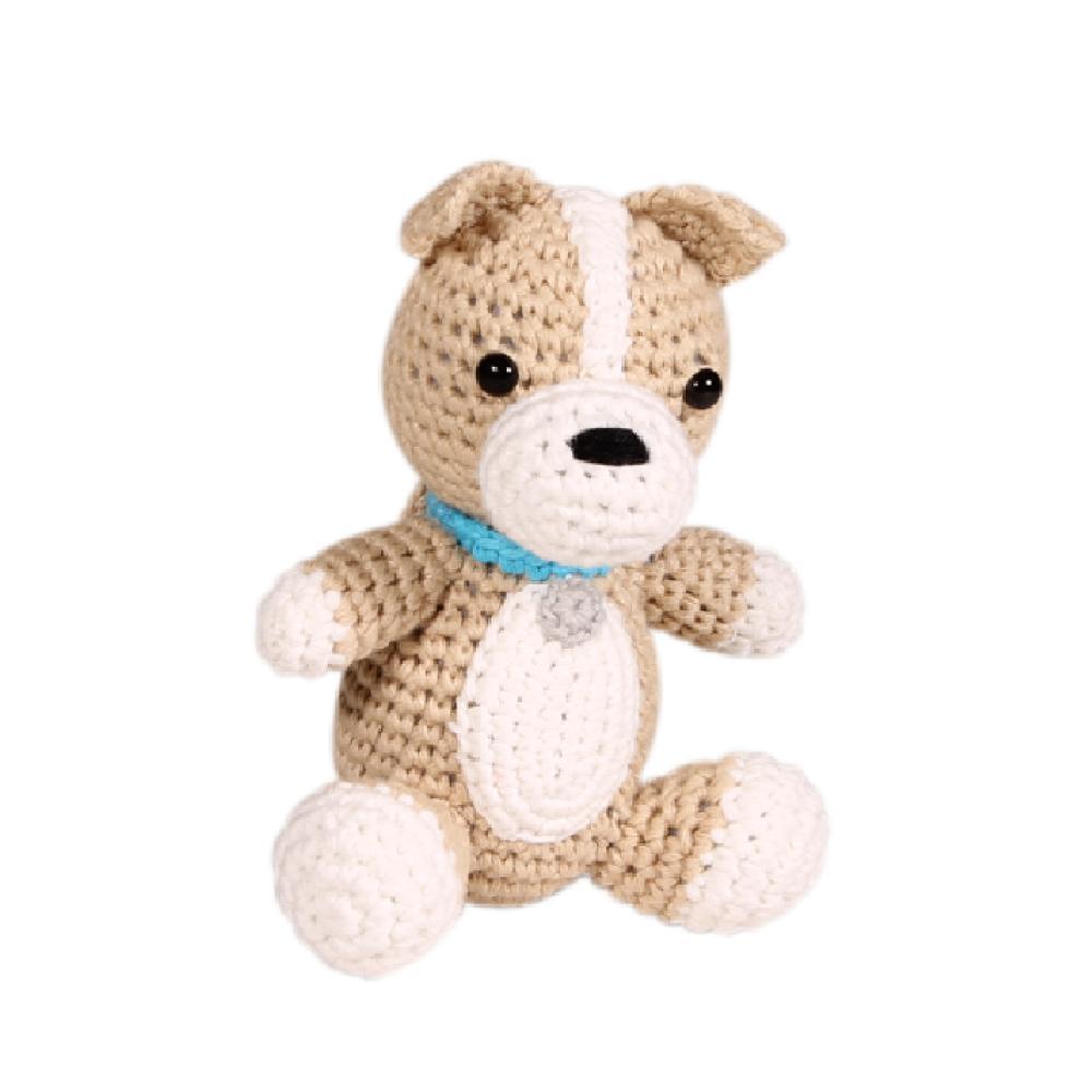 Zubels Dog Hand Crochet Natural Rattle Baby Toy