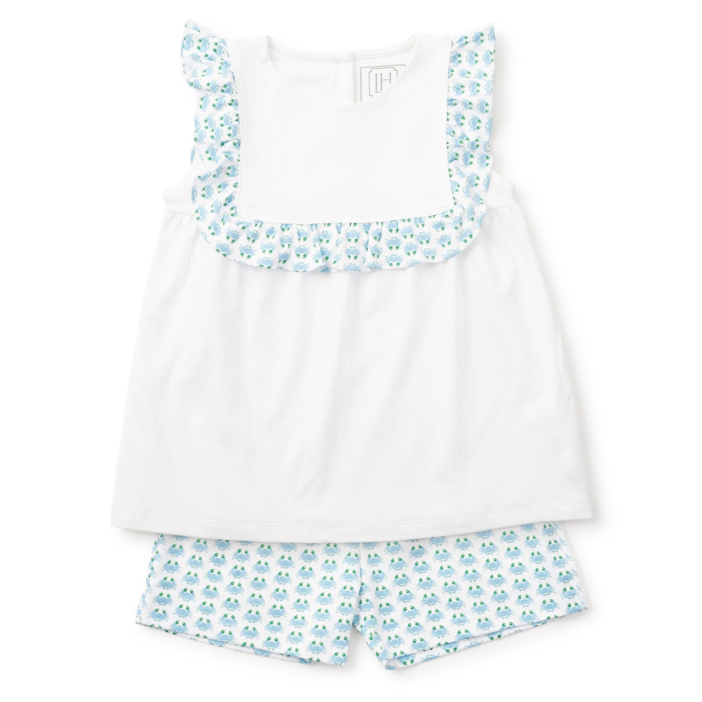 Lila and Hayes Penelope Girls' Pima Cotton Short Set - Cool Crabs