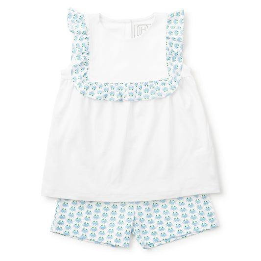 Lila and Hayes Penelope Girls' Pima Cotton Short Set - Cool Crabs
