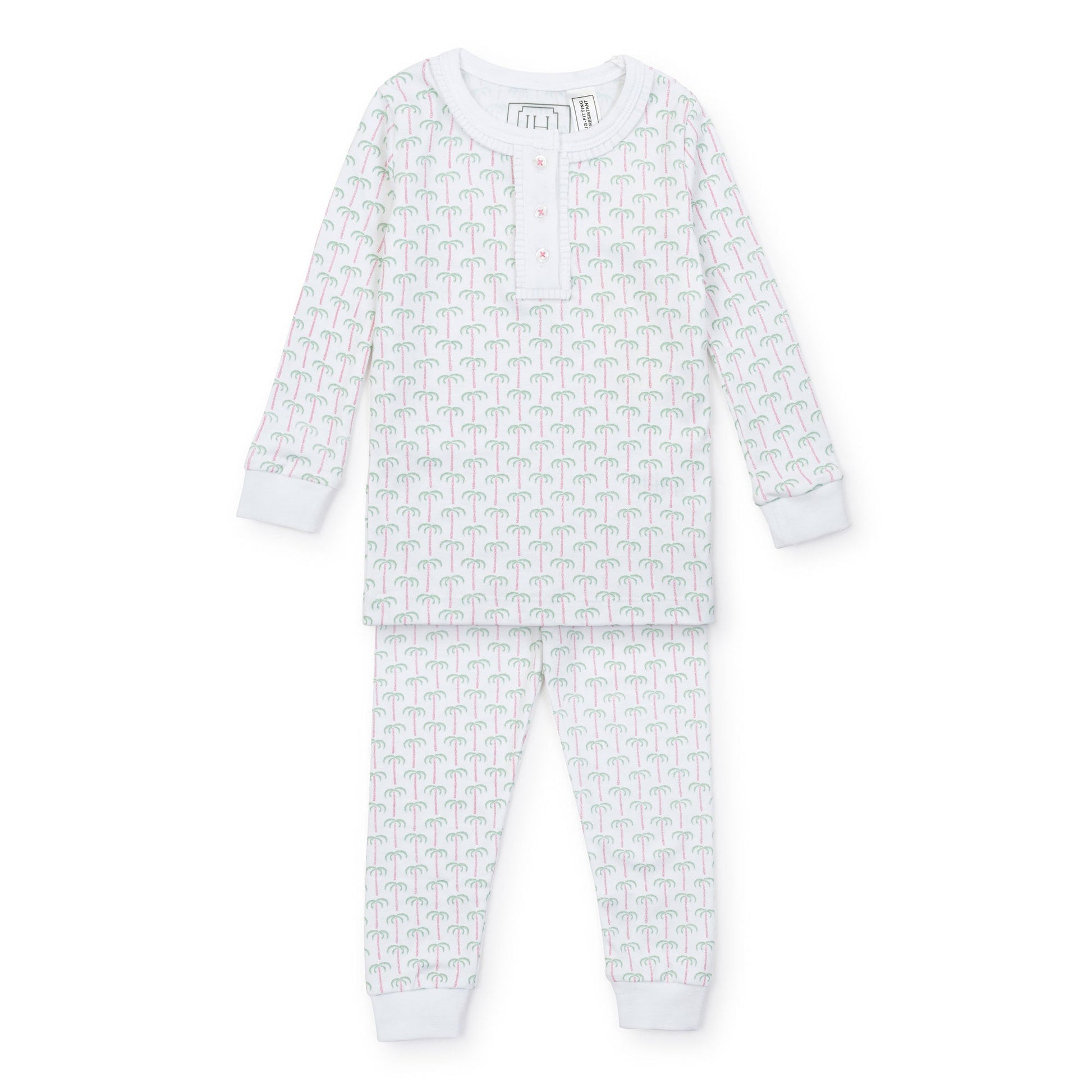 Alden Girls' Pima Cotton Pajama Pant Set Pacific Palms Pink Jojo Mommy