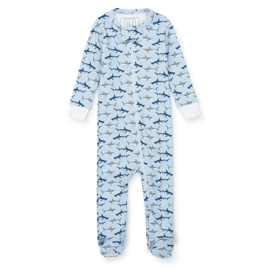 Lila and Hayes Parker Boys' Pima Cotton Zipper Pajama - Swimming Sharks