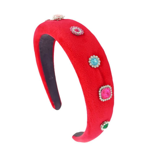 Jewel Padded Headband - Red