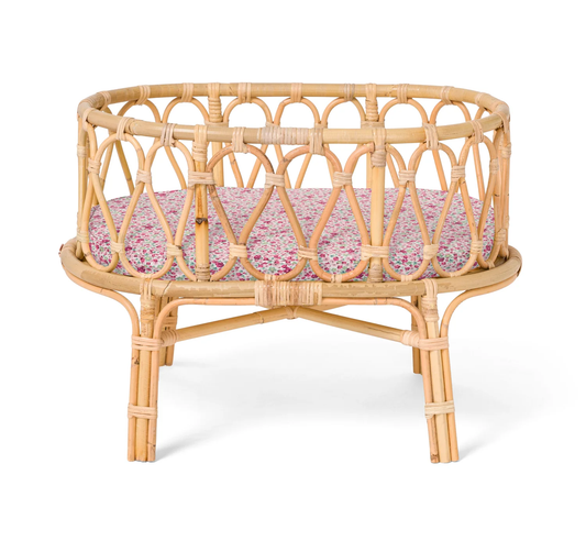 Rattan Baby Doll Crib - Meadow Floral Poppie toys