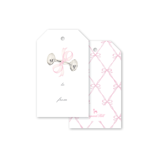 Rattle and Bow Pink Gift Tags Dogwood Hill