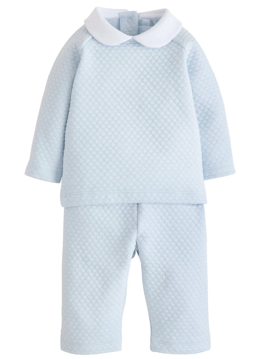 Light Blue Quilted Pant Set by Little English