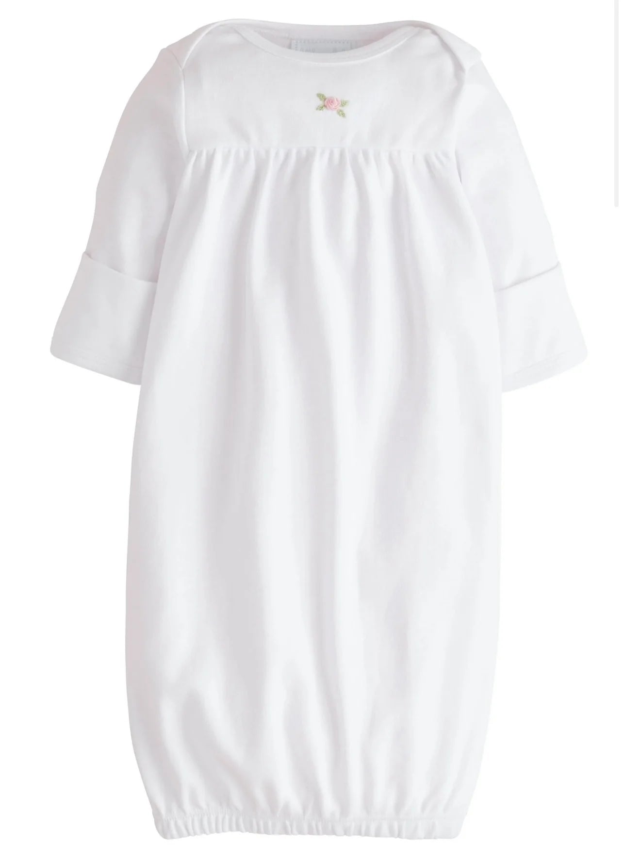 Little English Pinpoint Baby Gown - Rose