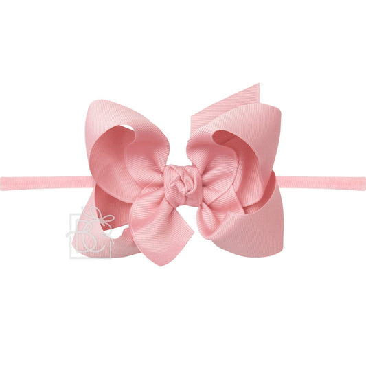 Large Grosgrain Bow on Baby Headband - Peony