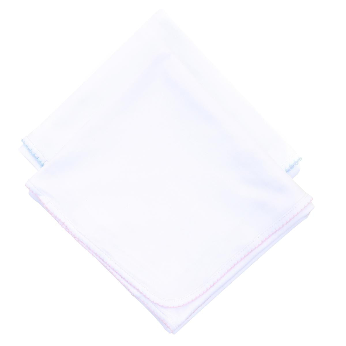 Magnolia Baby Essentials Blanket - White with Light Blue